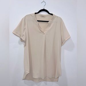 XL Beige Short Sleeve Blouse